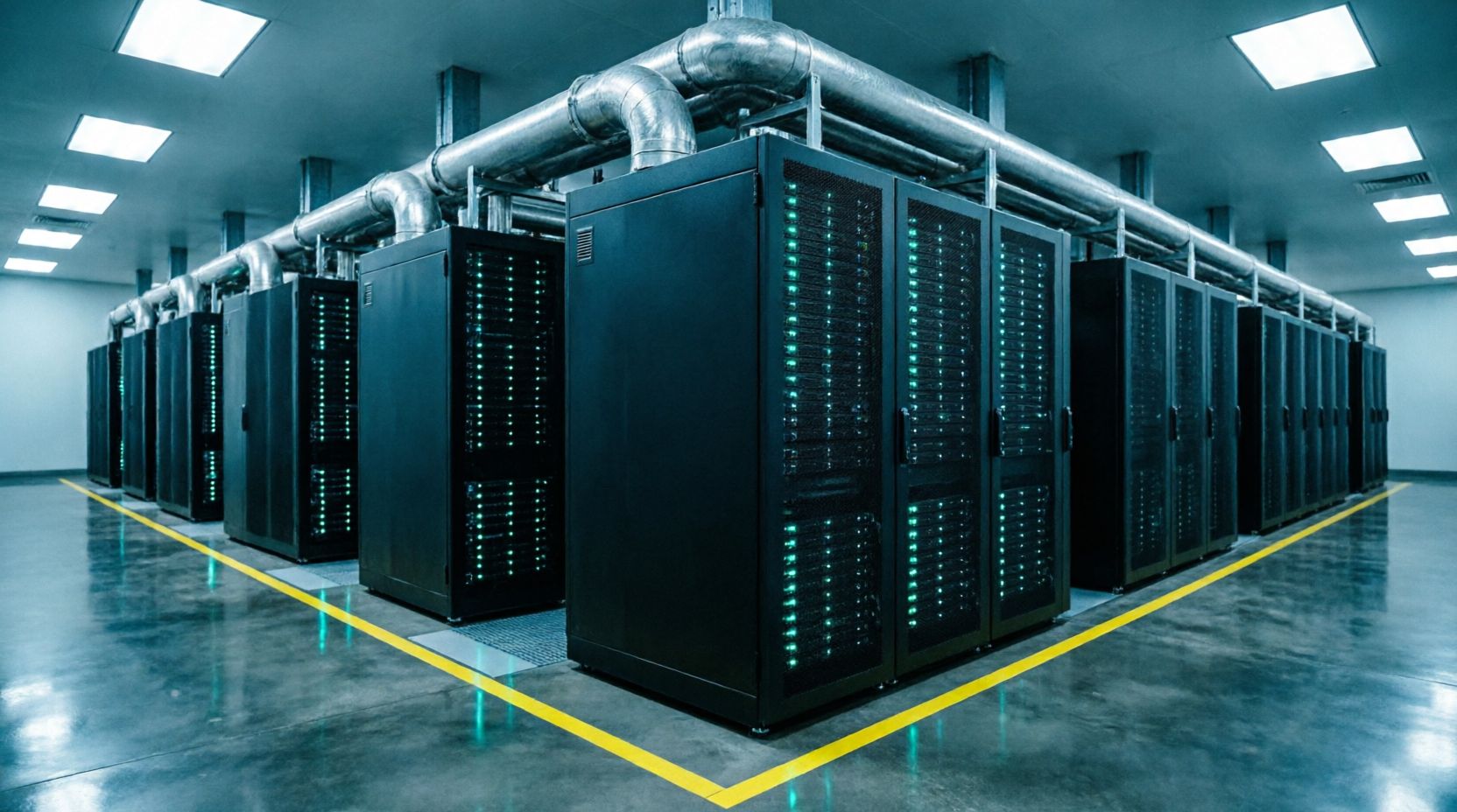 Liquid-cooled racks inside an EdgeMode data hall