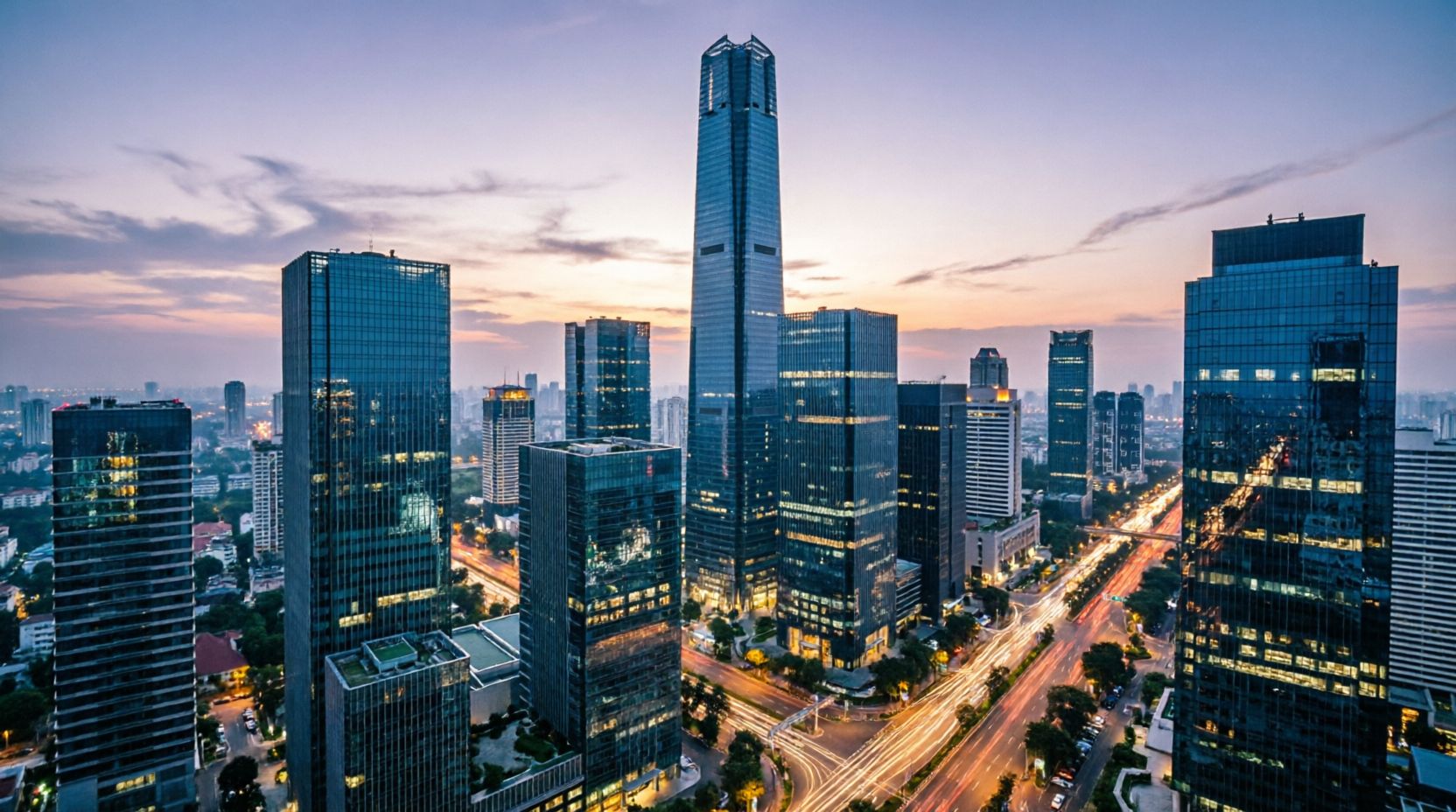 Jakarta SCBD skyline at dusk